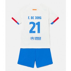 Barcelona Frenkie de Jong #21 Udebanesæt Børn 2023-24 Kort ærmer (+ korte bukser)